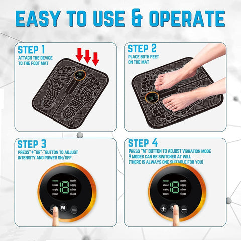Wireless Electric Foot Massage Pain Reliever – EMS Therapy with 8 Modes & 19 Intensity Levels