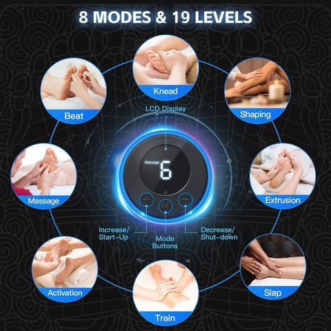 Wireless Electric Foot Massage Pain Reliever – EMS Therapy with 8 Modes & 19 Intensity Levels