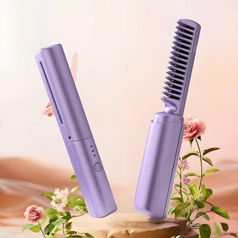 Meneflix Cordless Mini Hair Straightener – Rechargeable, Adjustable Hot Comb for Smooth & Shiny Hair