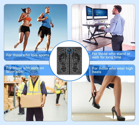 Wireless Electric Foot Massage Pain Reliever – EMS Therapy with 8 Modes & 19 Intensity Levels